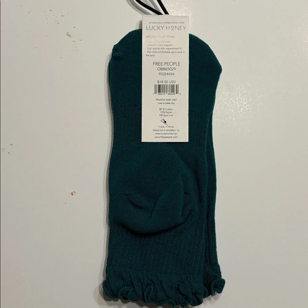 Free People x Lucky Honey Movement Classic Ruffle Sport Socks in Green